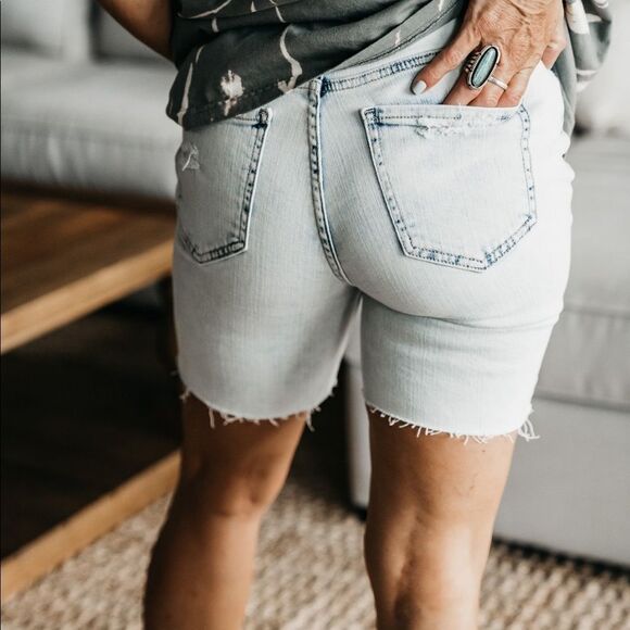 High rise longer Jean denim shorts cut off - Picture 3 of 3